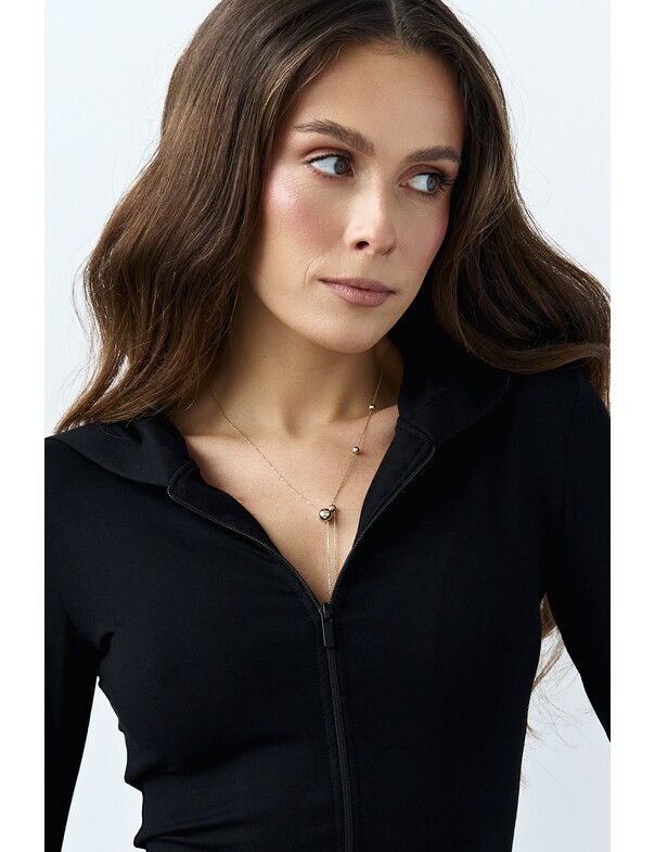 Лонгслів на блискавці з капюшоном