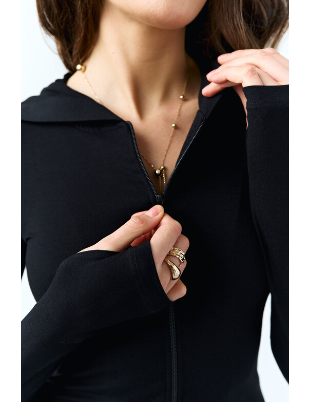 Лонгслив на молнии с капюшоном