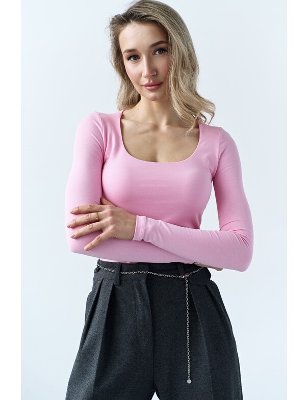 Жіночий лонгслів з круглим глибоким вирізом