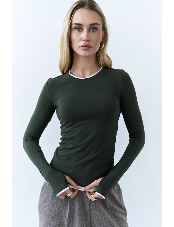 Женский приталенный двошаровий лонгслив