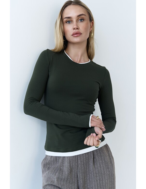 Женский приталенный двошаровий лонгслив