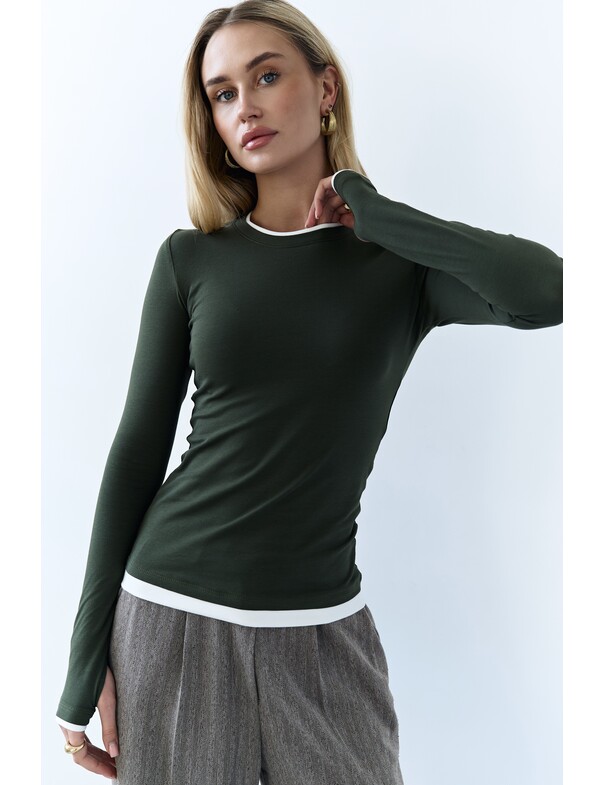 Жіночий приталений двошаровий лонгслів