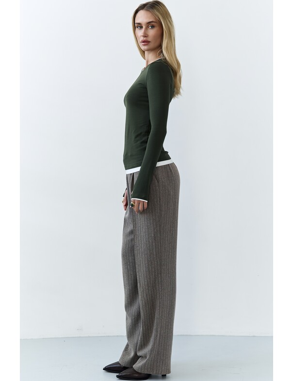 Женский приталенный двошаровий лонгслив