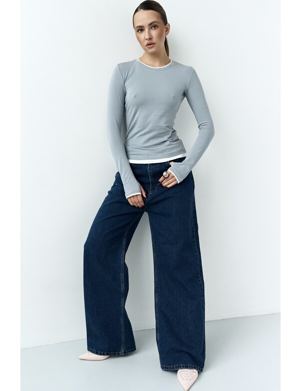 Женский приталенный двошаровий лонгслив