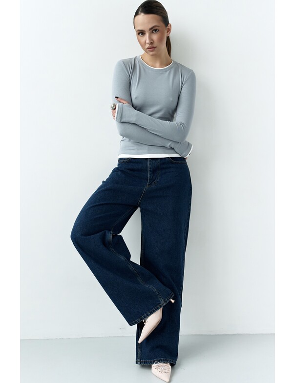 Женский приталенный двошаровий лонгслив