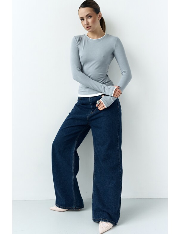 Жіночий приталений двошаровий лонгслів