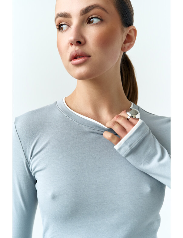 Женский приталенный двошаровий лонгслив