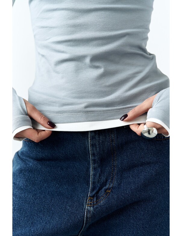 Женский приталенный двошаровий лонгслив