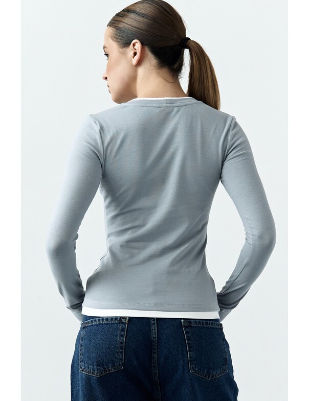 Жіночий приталений двошаровий лонгслів