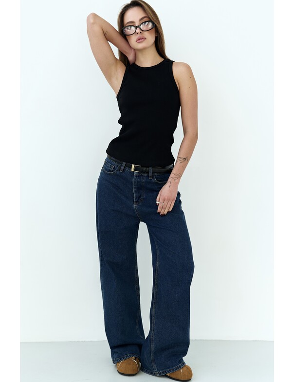 Жіноча майка класична із щільного рубчика колір чорний 11