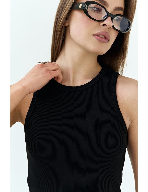 Жіноча майка класична із щільного рубчика колір чорний 11