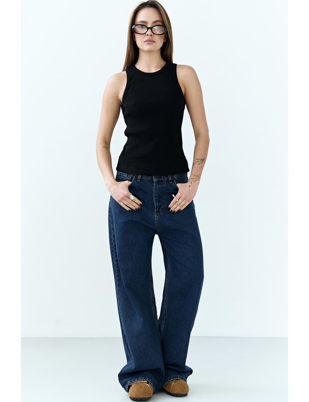 Жіноча майка класична із щільного рубчика колір чорний 11