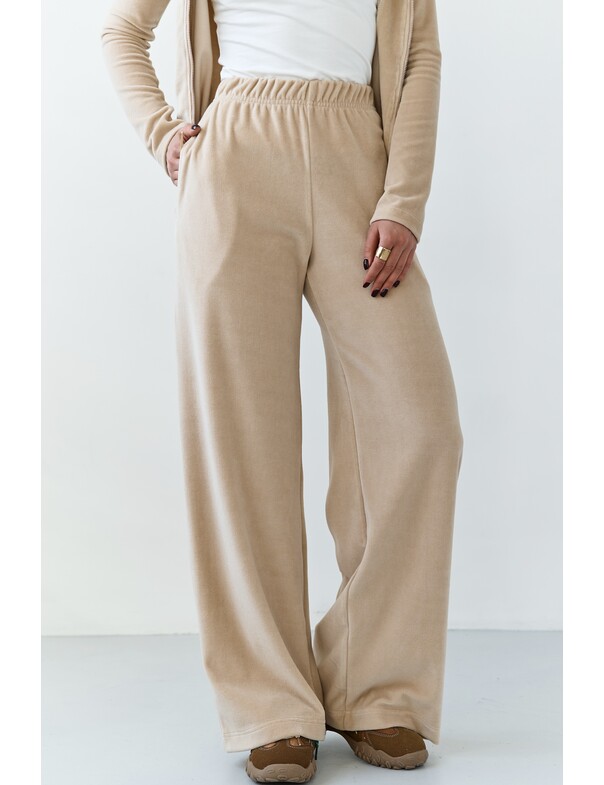 Штаны прямого кроя из велюра