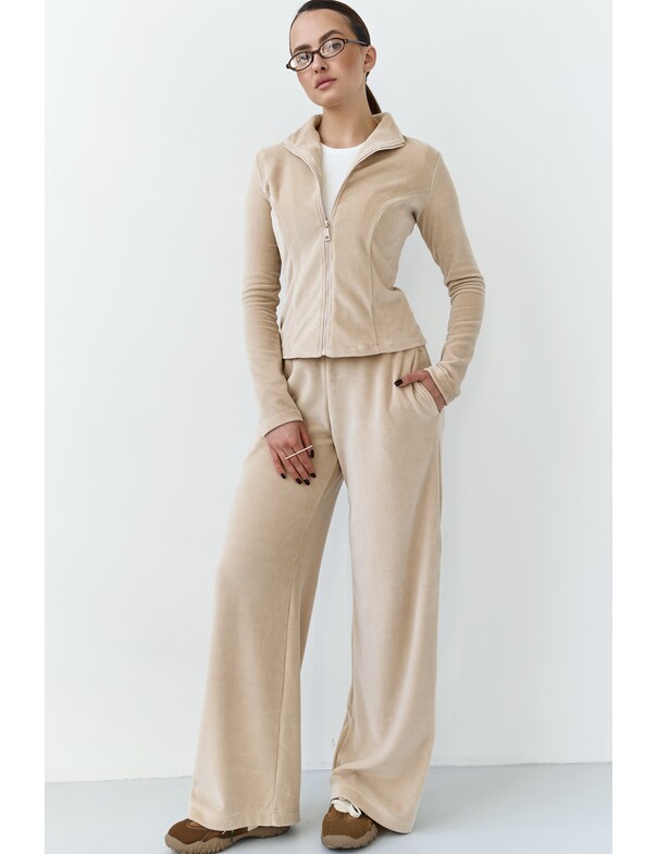 Штани прямого крою з велюру