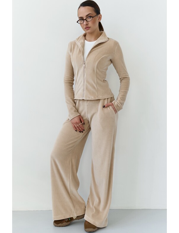 Штаны прямого кроя из велюра