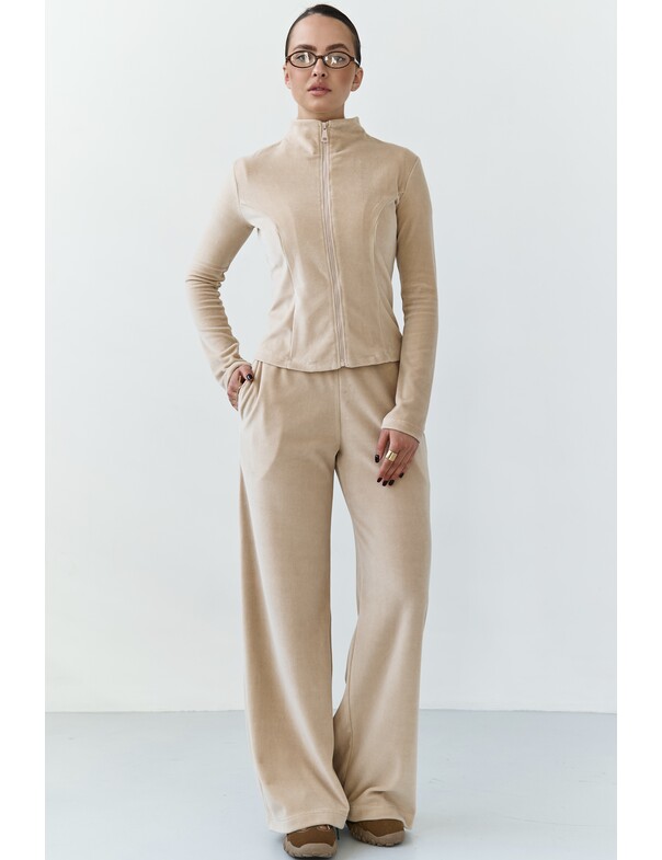 Штани прямого крою з велюру