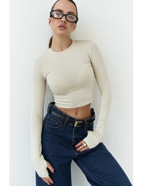 Лонгслів топ з вирізом на пальчик