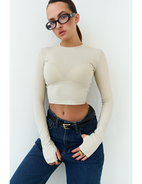 Лонгслів топ з вирізом на пальчик