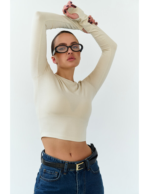 Лонгслів топ з вирізом на пальчик