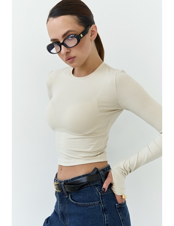 Лонгслив топ с вырезом на пальчик