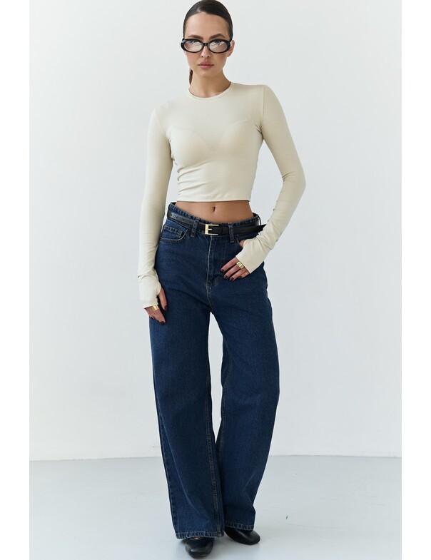 Лонгслив топ с вырезом на пальчик