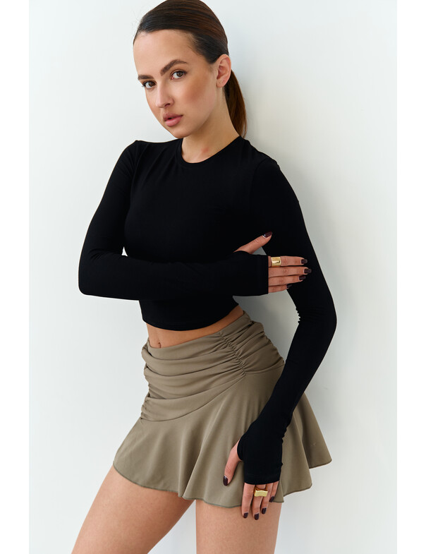 Лонгслів топ з вирізом на пальчик