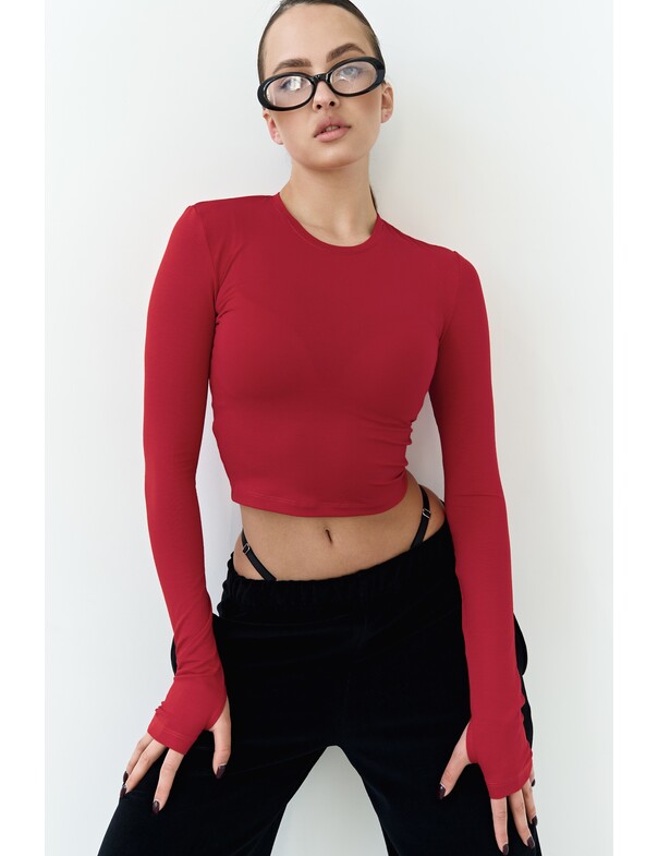 Лонгслив топ с вырезом на пальчик