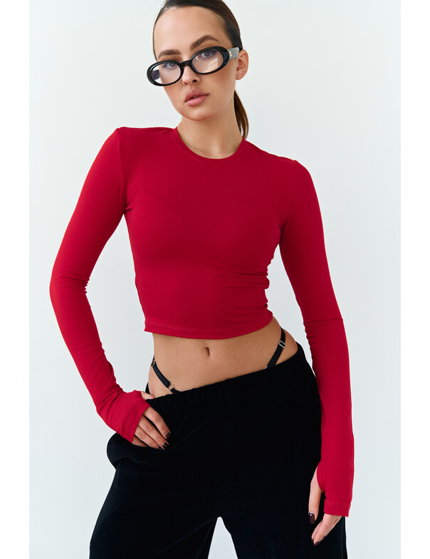 Лонгслів топ з вирізом на пальчик