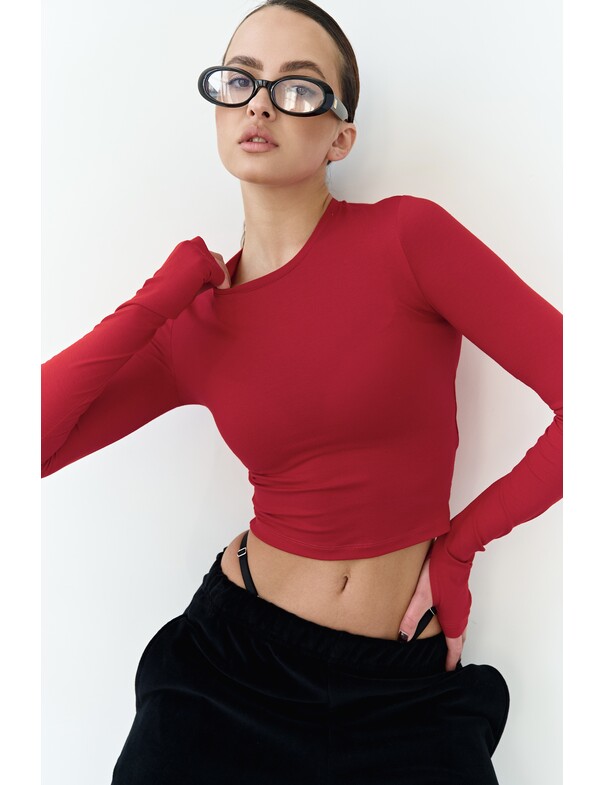 Лонгслів топ з вирізом на пальчик