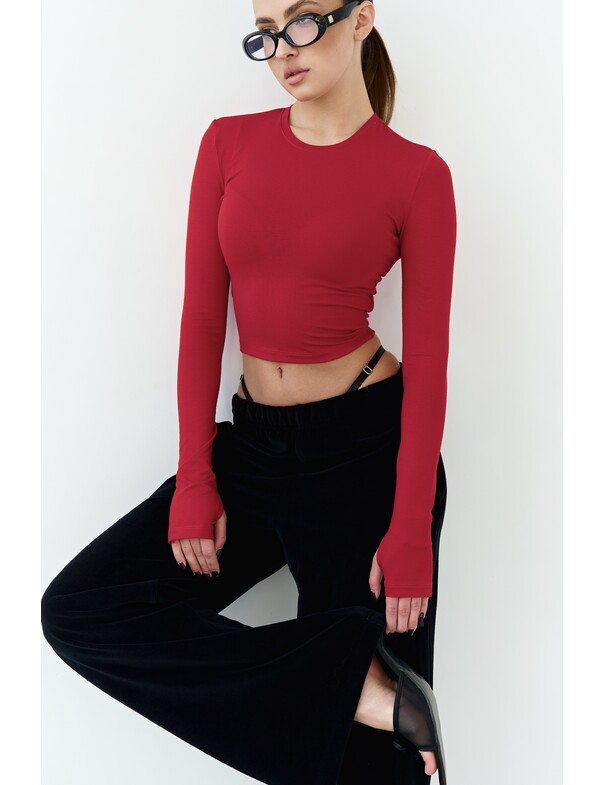 Лонгслив топ с вырезом на пальчик