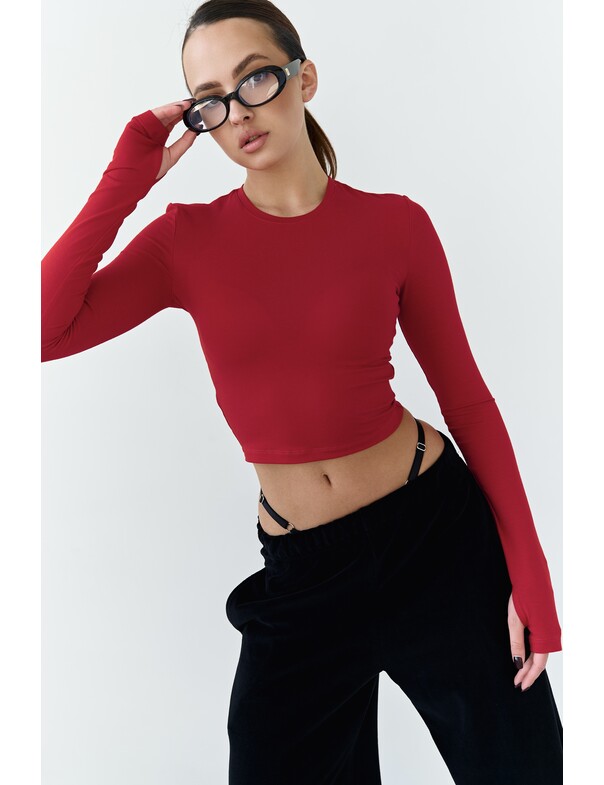 Лонгслів топ з вирізом на пальчик