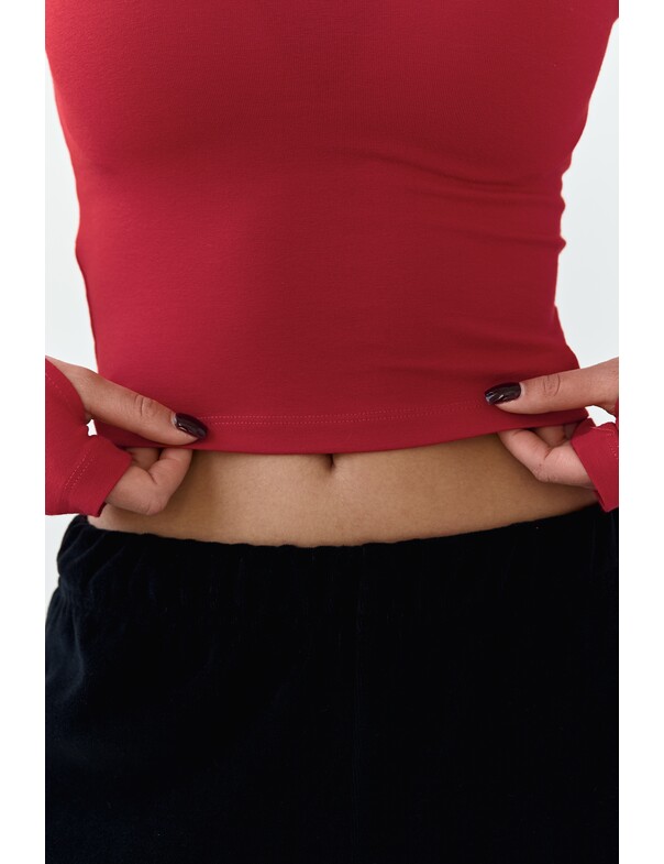 Лонгслів топ з вирізом на пальчик