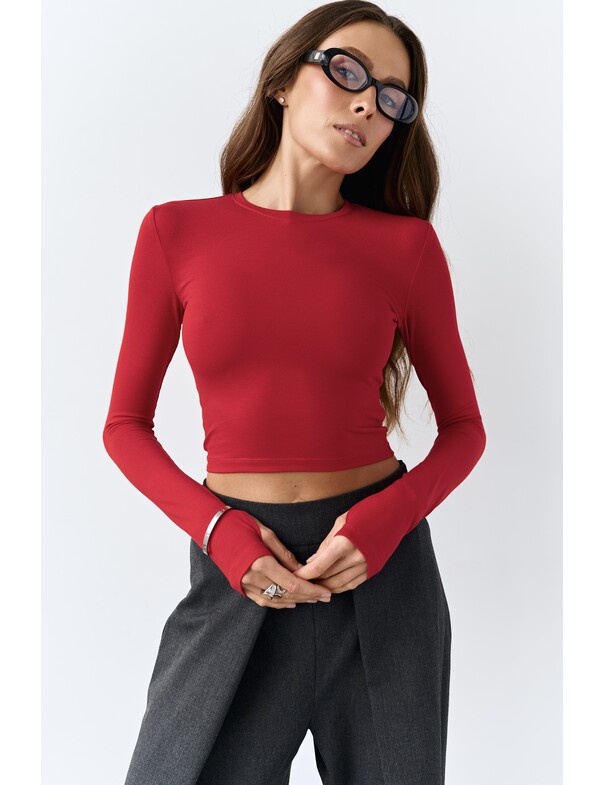 Лонгслив топ с вырезом на пальчик