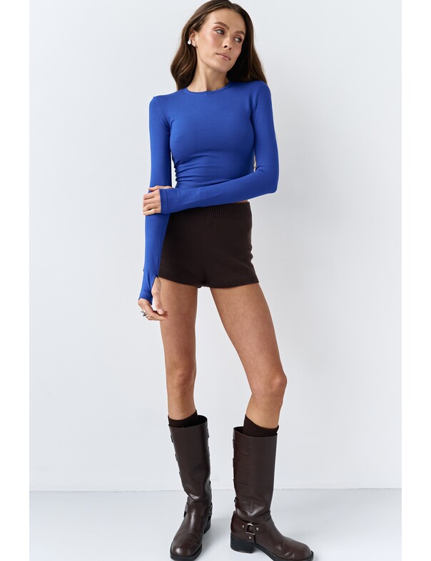 Лонгслив топ с вырезом на пальчик