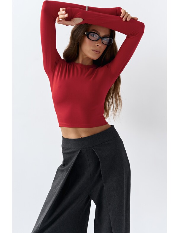 Лонгслів топ з вирізом на пальчик