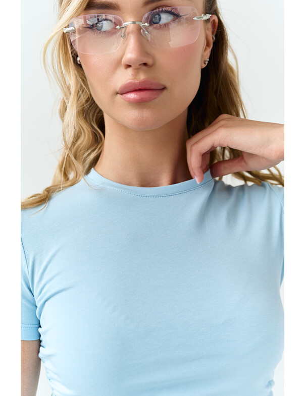 Футболка асиметрична зі збіркою