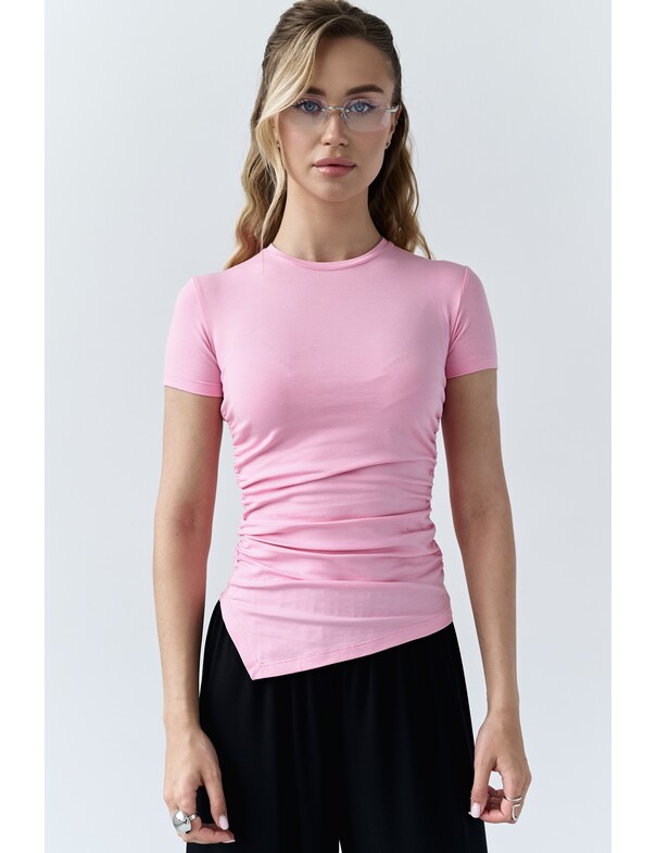 Футболка асиметрична зі збіркою