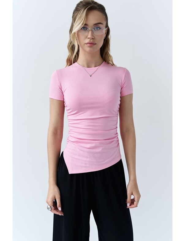 Футболка асиметрична зі збіркою