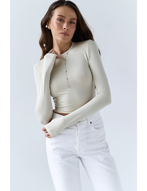 Лонгслів топ з вирізом на пальчик