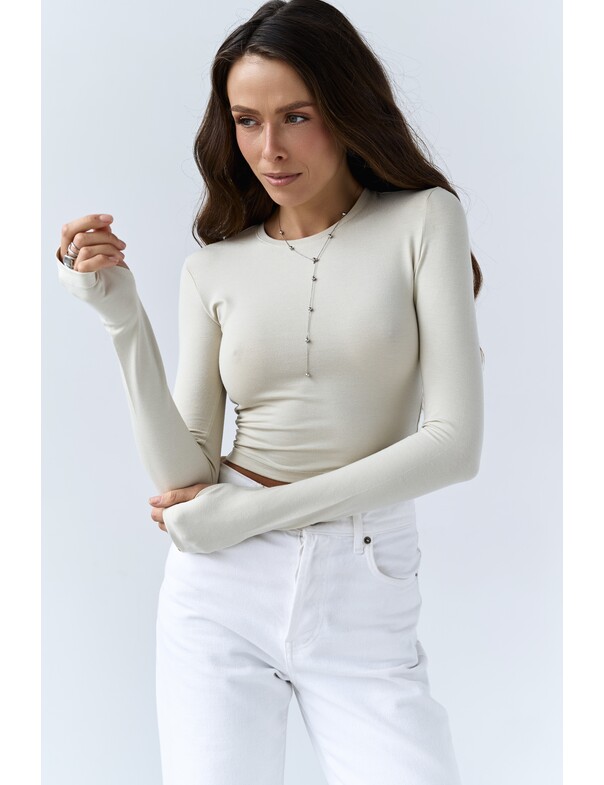 Лонгслів топ з вирізом на пальчик