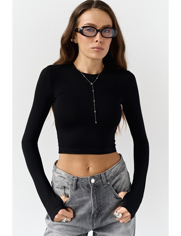 Лонгслів топ з вирізом на пальчик