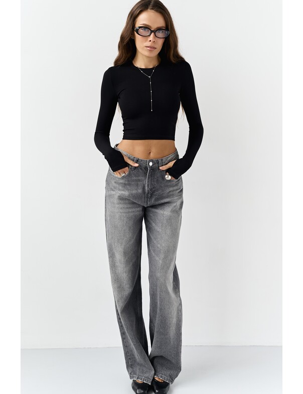 Лонгслів топ з вирізом на пальчик