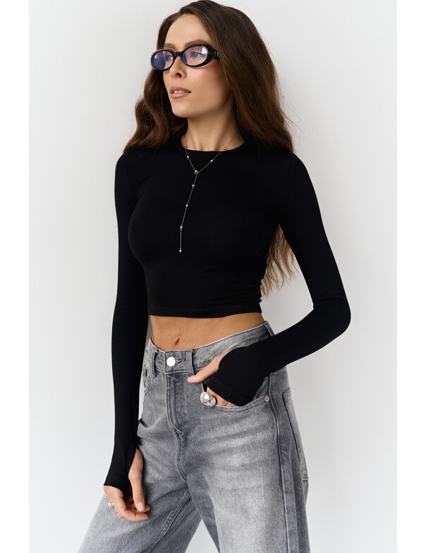 Лонгслив топ с вырезом на пальчик