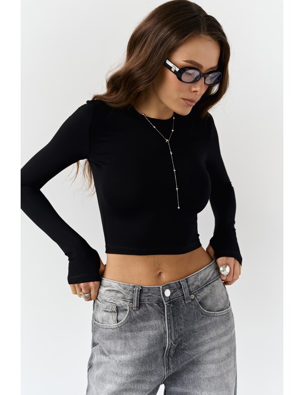 Лонгслив топ с вырезом на пальчик