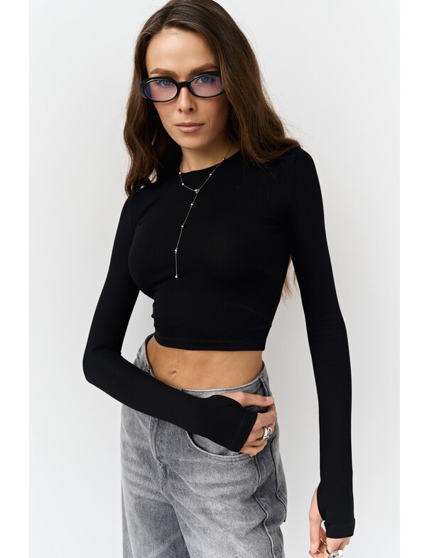 Лонгслів топ з вирізом на пальчик