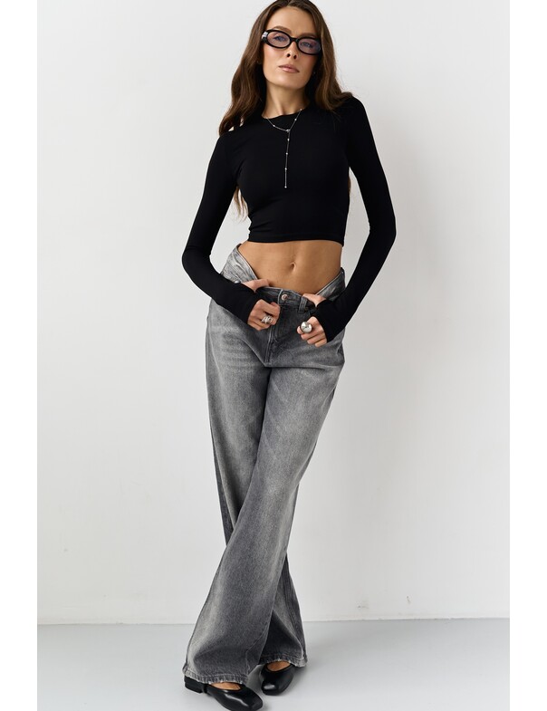 Лонгслів топ з вирізом на пальчик