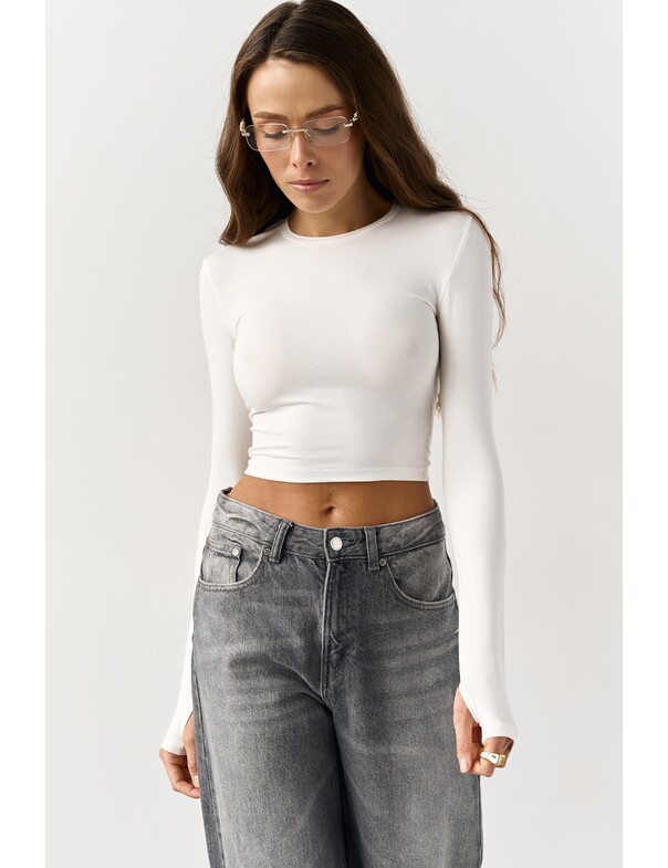 Лонгслів топ з вирізом на пальчик