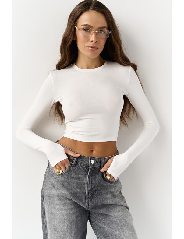 Лонгслів топ з вирізом на пальчик