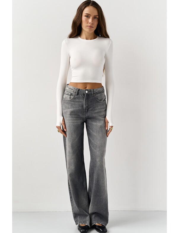 Лонгслів топ з вирізом на пальчик