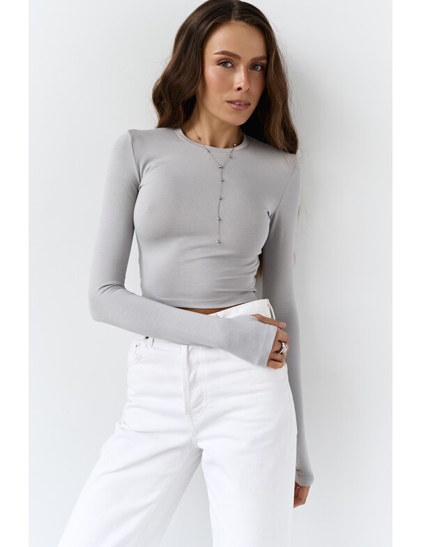 Лонгслів топ з вирізом на пальчик